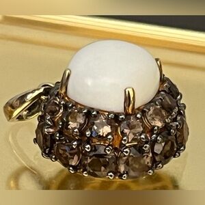 CARLO VIANI WHITE AGATE/SMOKEY QUARTZ PENDENT 925 VERMEIL